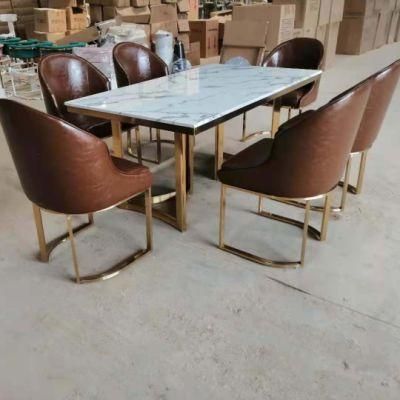 Dining Furniture Restaurant Modern 6 Chairs Room Marble Dining Table