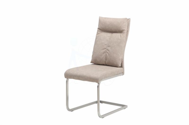 Fabric Nickel Brush Legs Dining Room Chair