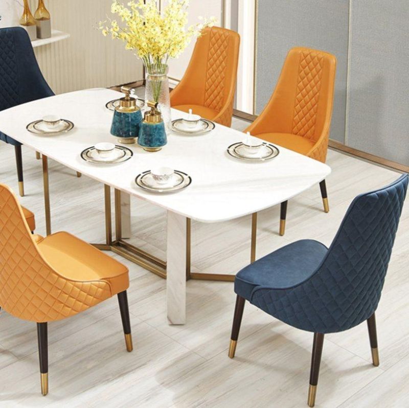 Nordic Leather Dining Table Set 6 Chairs Dining Room