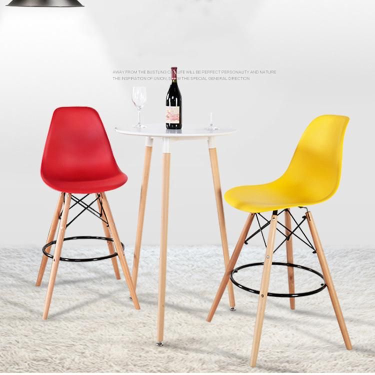 Unique Design Modern Furniture Hotel High Stool Red PP Bar Chair Solid Wood Metal Frame Wholesale Commercial Bar Chair