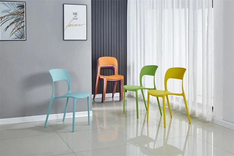 Sillas De Polipropileno Promotional Stacking Armless Cheap Full PP Modern Outdoor Plastic Chairs