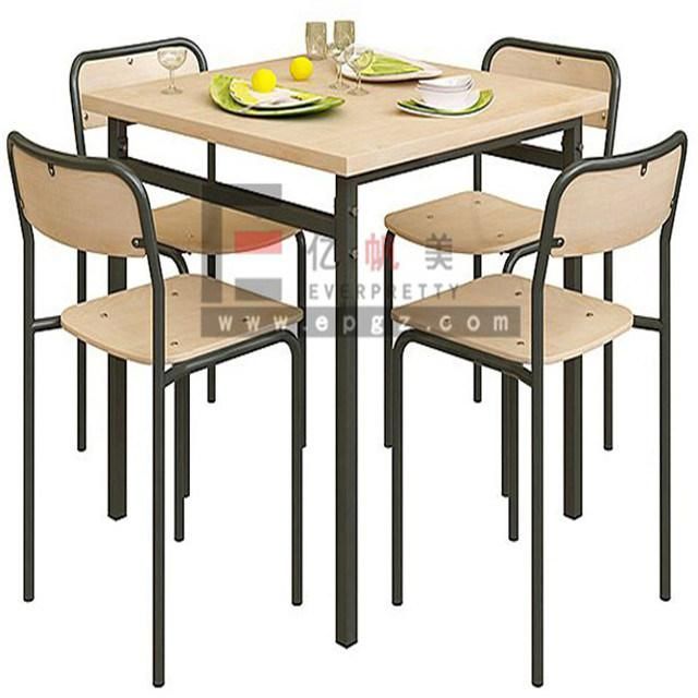 China Supplier Restaurant Furniture Four Seaters Dining Table & Chairs