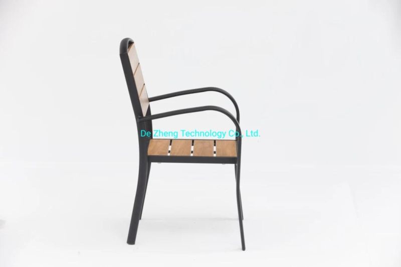 Outdoor Terrace Furniture Scratch Resistant Metal Rattan Wicker Bamboo Looking Cane Chair Antique Patio Bistro Restauran Armchair