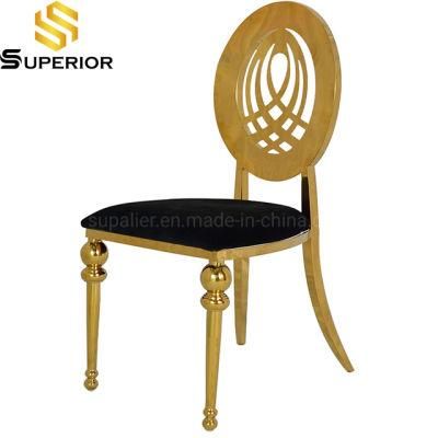 New Design Furniture Luxury Gold Wedding Carved Back Chairs