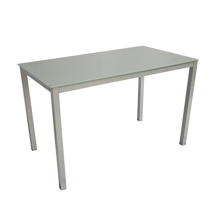 Newest Clear Tempered Glass Top Dining Table with Silver Stainless Steel Legs