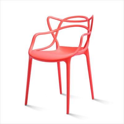 Modern Simple Red Plastic Dining Chair Back Armchair Restaurant Chair Luxury Wholesale