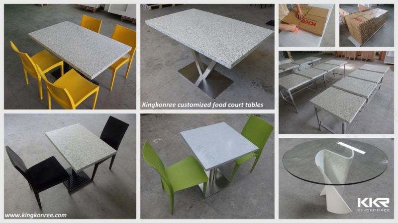 4 Seater Solid Surface Dining Table with White Chairs