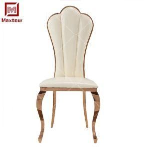 New Design White PU Gold Stainless Steel Hotel Banquet Wedding Dining Chair