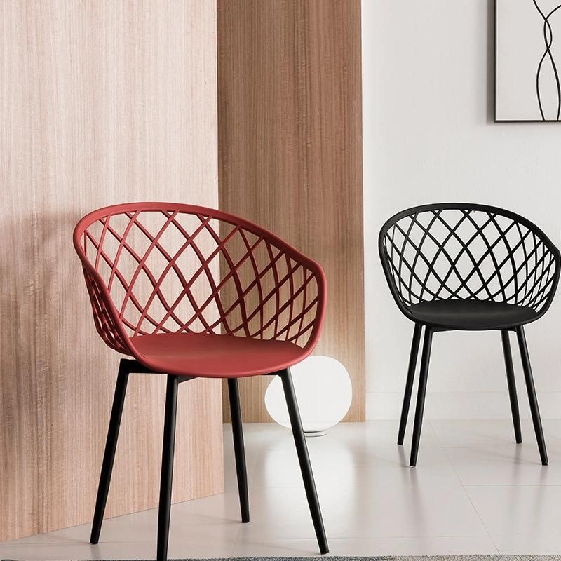 New Style Modern Wholesale Living Room PP Plastic Coffee Chair Sillas Plastico with Metal Legs