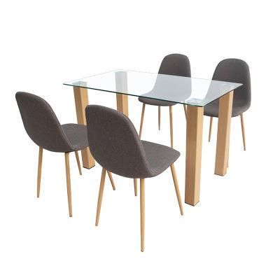 Dining Tempered Glass with 4 Fabric Chairs for Dining Room Kitchen Furniture Breakfast Table