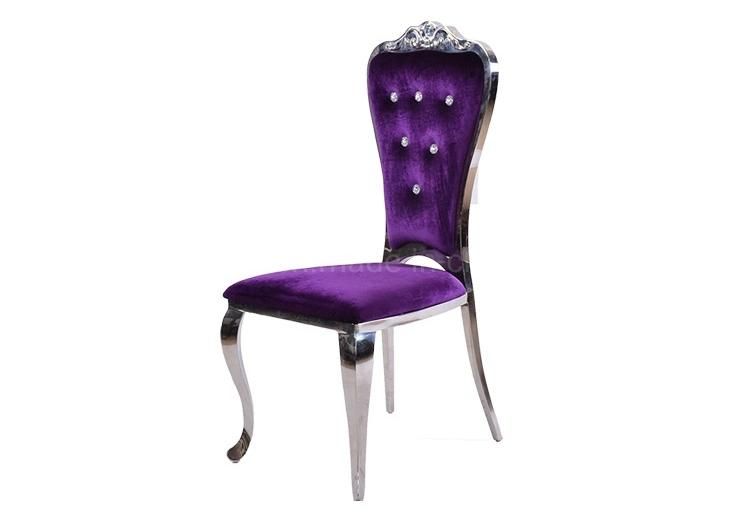 Wholesale American Vintage Style Metal Frame Purple Velvet Dining Chair