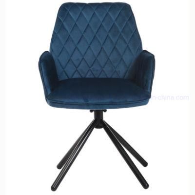 Kitchen Chairs Velvet Cover Soft Seat and Backres Upholstered Chairs with Metal Legs