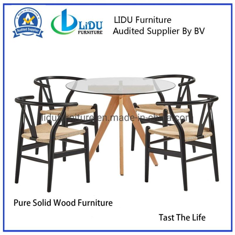 Glass Top Round Table Best Price Glass Transparent Round Coffee Dining Table with Wooden Legs