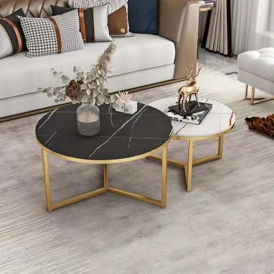 Coffee Table Stainless Steel Frame with Marble Base Center Table