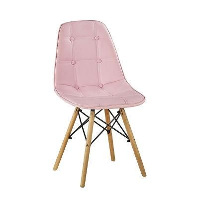 PU Leather Seat Wood Leg Padded Dining Chair Home Kitchen Furniture