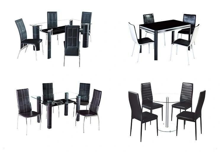 Luxury Modern Design Dining Room Furniture Rectangle Glass Top Dining Table and Chairs Set