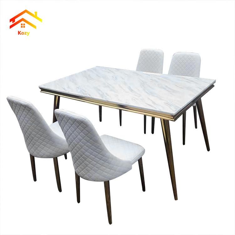 Hot Selling Luxury Metal Steel Marble Top Dining Table