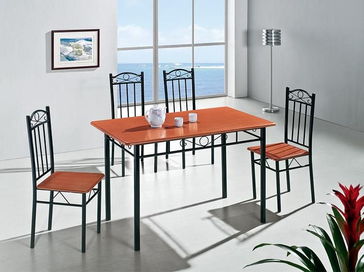 Malaysia Steel Wood Kitchen Dining Table 4 Chairs Marble PVC Dining Table Set 1+6