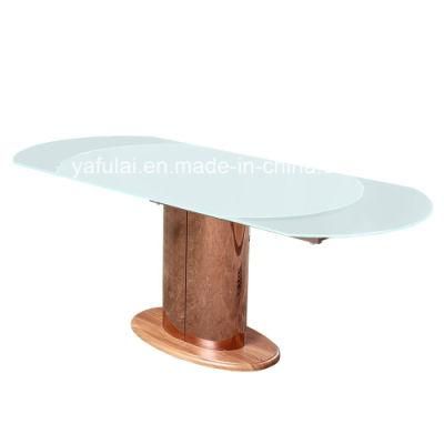 Rose Gold Oval Extension Dining Table PVC Living Room Furniture