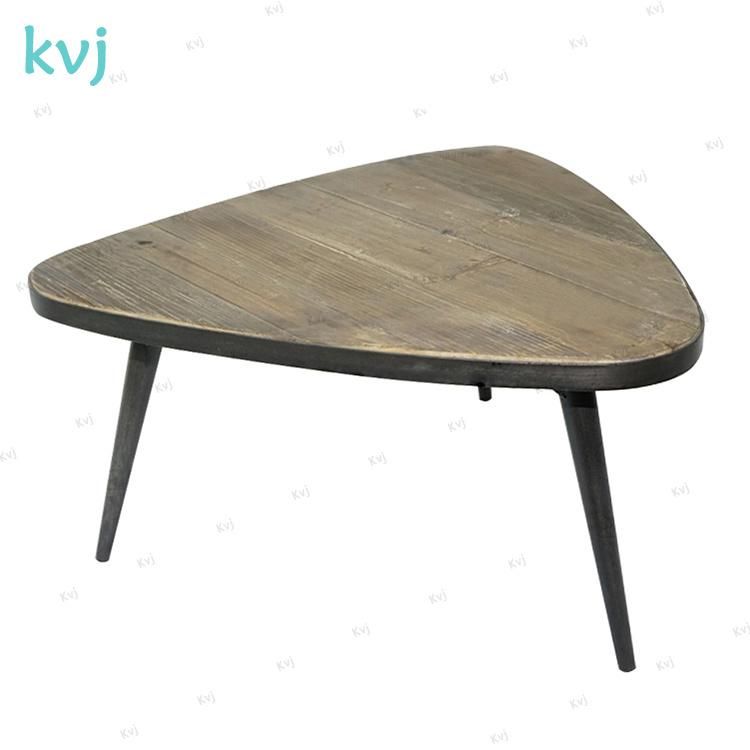 Kvj-7346 Rustic Industrial Reclaimed Wood Triangle Coffee Table