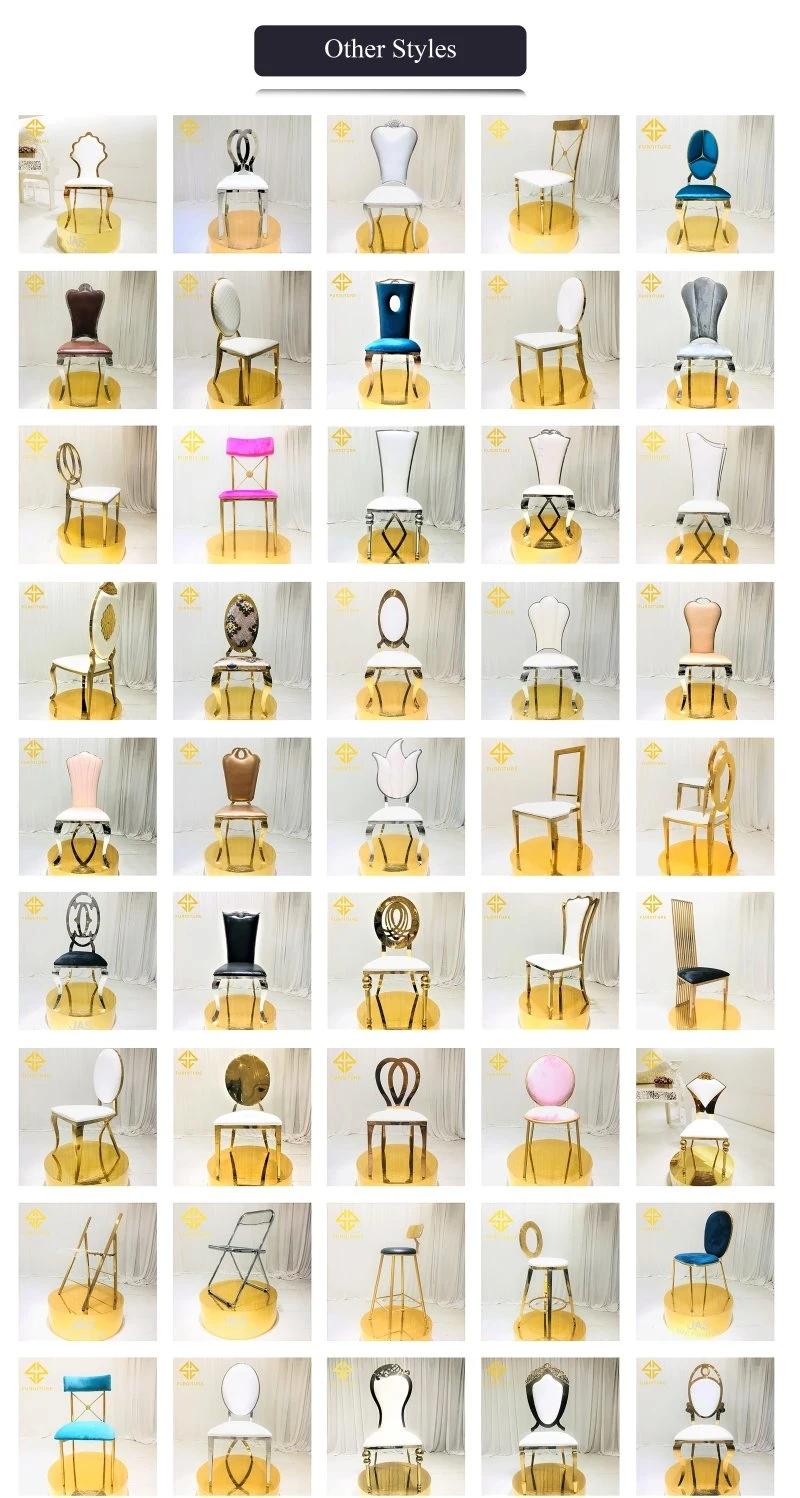 1/6golden Metal Stainless Steel Frame White Banquet Chair Wedding