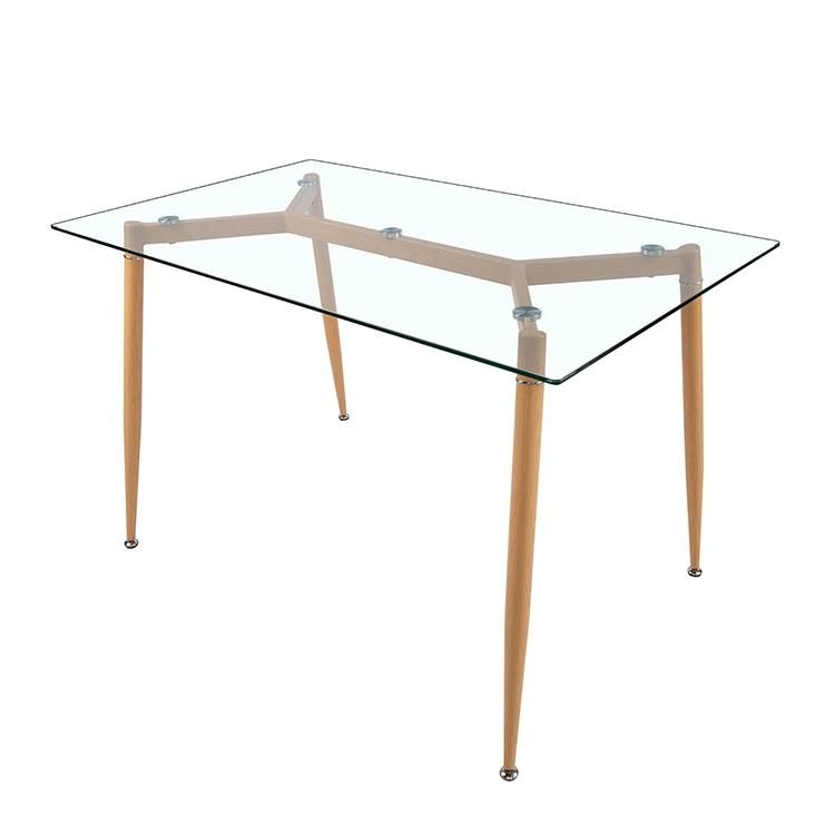 Free Sample Cheap Classic 4 Seater Modern Glass Top Dining Table with Chair Heat Transfer