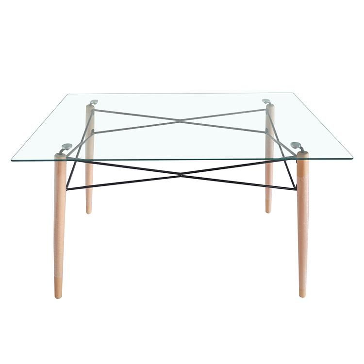 Free Sample Cheap Classic 4 Seater Modern Fiber Glass Top Dining Table