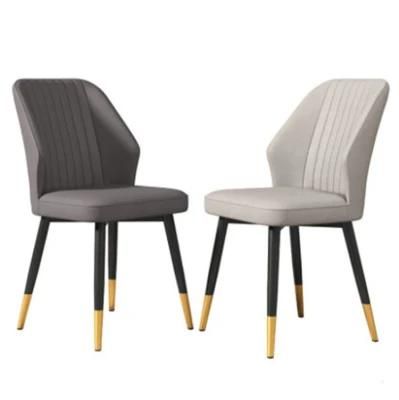 Modern New Design Home Furniture Kitchen Dining Metal Frame Upholstered Leather Fabric Dining Chairs