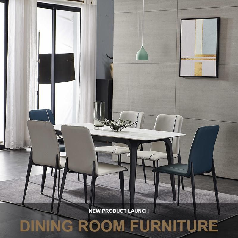 Marble Table Leather Chairs Dining Room Furniture (SP-DT112)