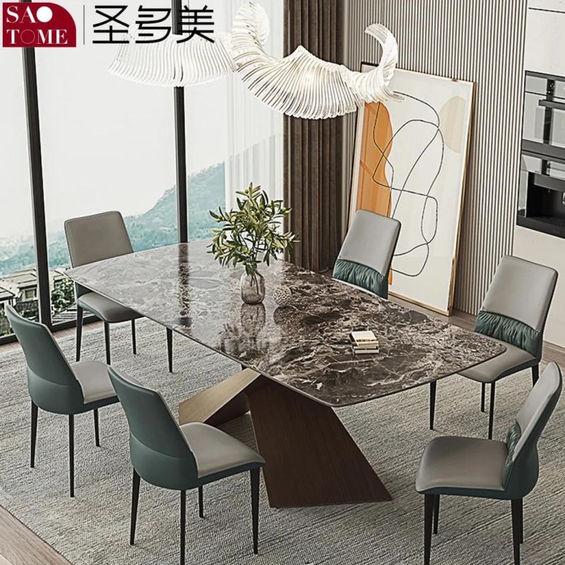 Modern High-Grade Rock Board Furniture Cross Base Dining Table