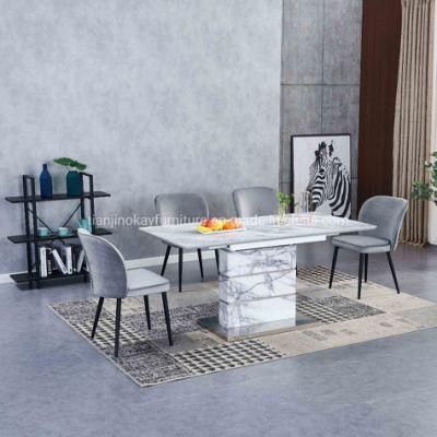 Modern Design Restaurant Living Room Marble Top Stainless Steel Frame Extendable 4 6 8 10 12 Seater Large Long Space Dining Tables