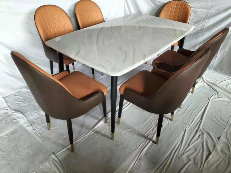 Ins Simple Fashion Style Marble Dining Table with 4 6 Chairs