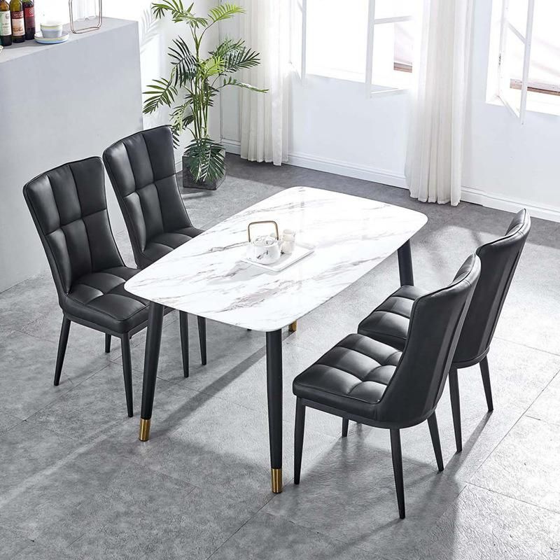 Luxury Black Modern Marble Dining Table Set for Dining Room Chairs