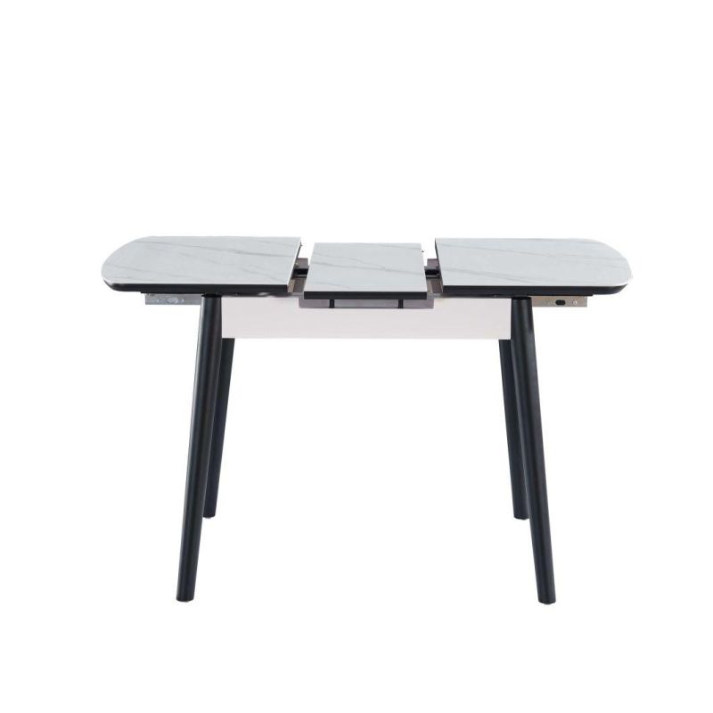 2021 Hot Selling Marble and Grey Ceramic Dining Table with Solid Wood Legs