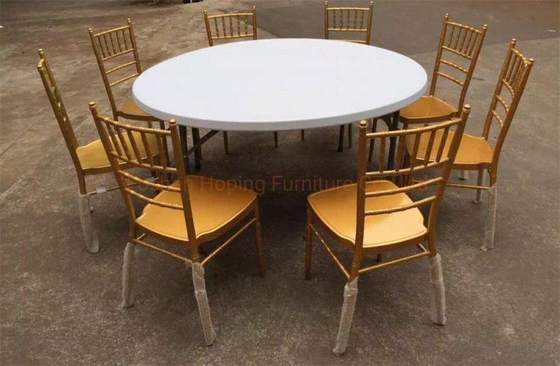 Modern Style Round Tempered Glass Marble Top Dining Set Wedding Chair Furniture Household Ball Stainless Steel Legs Base 124 Seat People Dining Table