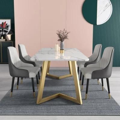 Home Furniture Dining Table Marble and Gold Steel Frame