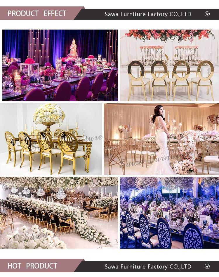 Gold Stainless Steel Wedding Chair Round Back Dining Chair for Wedding Event