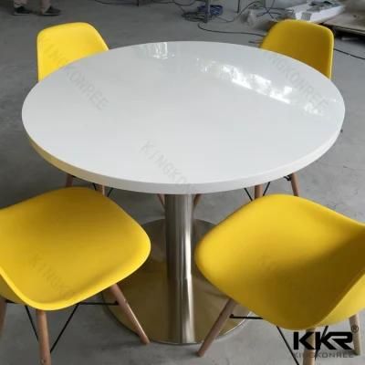 Round Acrylic Marble Stone White Dining Table Restaurant Table Solid Surface Table Banquet Table