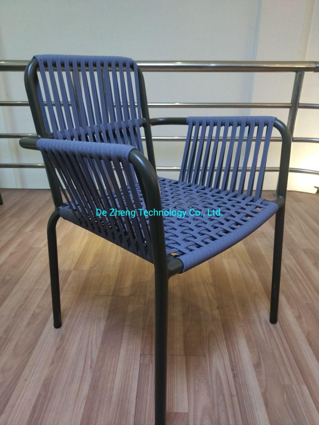 2021 New Nordic Style Luxury Garden Polyster Rope Outdoor Furniture Alum Wicker Single Rope Dining Set