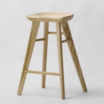 Kvj-9001 Natural Beech Wood Diamond Leg Tractor Stool Bar Stool