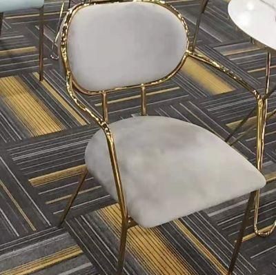 North American Minimalist Modern Style Hot Sale Low Price China Factory Flannel Gold Frame Iron Dining Chair