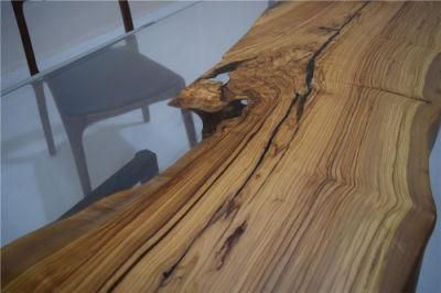 Solid Wood Table with Resin Half Cover for Dining Table