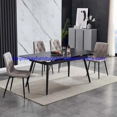 Italian Luxury Furnitu Rerestaurant Design Ceramic Marble Top Square Hotel Dining Room Dining Sets Table and Chair