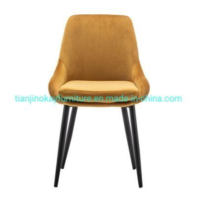 Fashionable Velvet Chrome Dining Chairs with Chromed Legs