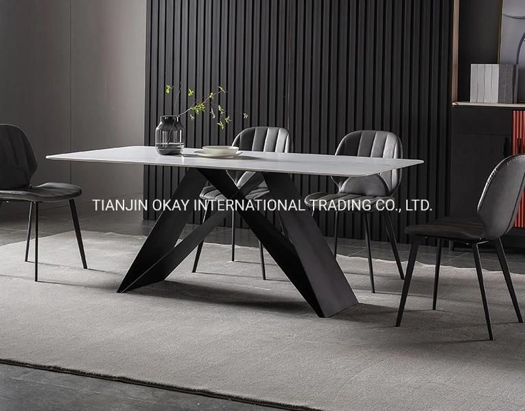 Modern Ceramic Top Extendable Dining Dinner Table Contemporary Extending Dining Table Artificial Marble Extending Dining Table