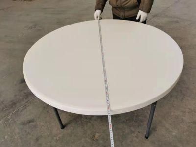 4FT Modern Wedding Hotel Furniture Metal Table Leg Plastic HDPE Restaurant Dining Round Folding Table for Event, Party, Camping