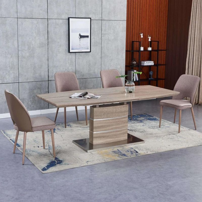 Factory Supply MDF Extension Dining Table with Oak Color Top