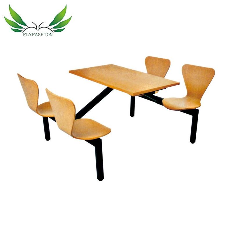 Wooden School Canteen Wood Table 4 Student Dining Table