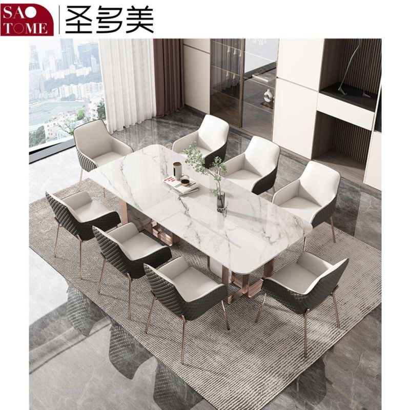 Modern Dining Room Furniture High-Grade Stainless Steel Titanium Dining Table