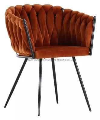 Furniture Cheap Upholstered Dining Chairs Modern Hot Sales Velvet Modern Design Weave Dining Chair